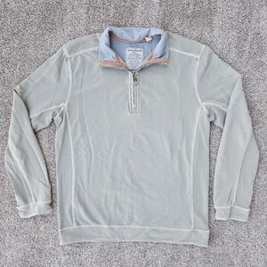 Tommy Bahama Distressed 1/4 Zip Long Sleeve Pullover Sweater Shirt Sage Green M